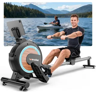 Wenoker Rudergerät mit Magnet-Fitnesstrainer, Rudergerät für Zuhause 32 Stufen Widerstand mit Exklusiver APP, Indoor-Gerät für das Home-Gym, Cardio-Trainingsgerät, 160 kg Kapazität mit LCD-Monitor