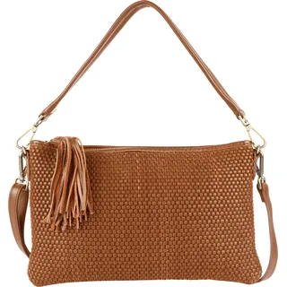 Harbour 2nd Clutch HARBOUR 2ND "Ivellina", Damen, Gr. B/H/T: 31cm x 20cm x 4cm, hellbraun, Rindsleder, Taschen, Damen Handtasche, Umhängetasche, Schultertasche mit modischen Fransen