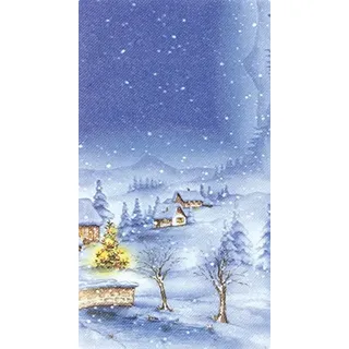 Mitteldecken Weihnachtsdorf im Winter/Weihnachten 80x80cm