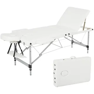 Mondeer Massageliege Massageliege, Mobile Tragbar Klappbar Massagetisch, 3 Zonen weiß