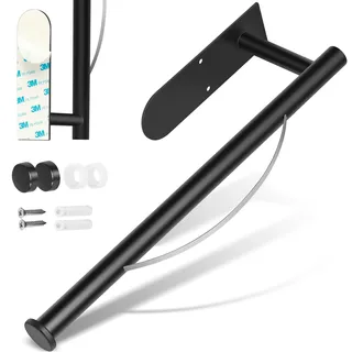 Marsred Küchenrollenhalter mit Bremse ohne Bohren, Selbstklebend einhändiges Abreißen Rollenhalter, Schwarze Edelstahl Küchenpapierhalter,Papierrollenhalter Wand zum kleben für Küche Wohnmobil