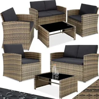 Tectake Lucca Rattan Lounge natur/dunkelgrau