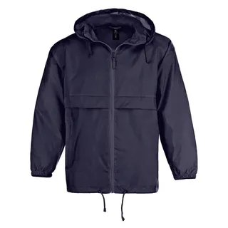 FRIESEN Friesennerz Regenjacke Unisex Windbreaker "Moin von 8ern!" - Leichte Windjacke Fahrradjacke Jacke verstaubar in Seitentasche mit doppeltem Zip und Hüftgürtel blau 3XL