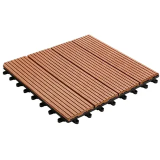 KARAT Klickfliesen Terrassenfliesen WPC Royal - 30 x 30 cm - Drainagefunktion - Witterungsbeständig // Hellbraun