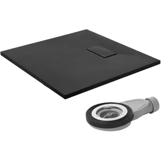 luxebath Quadrat-Duschwanne 80 x 80 cm Kunststoff Schwarz