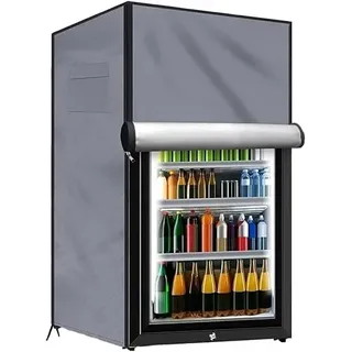 210D Oxford Outdoor-Kühlschrankabdeckung, strapazierfähig, wasserdicht, aufrecht, zum Schutz von aufrechten Gefrierschränken/Getränkekühlschränken (58 x 58 x 142 cm, grau)