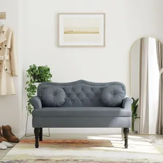 Festnight Sitzbank mit Rückenlehne Sofabank mit Armlehne 2 Sitzer Sofa Retro Polsterbank Loungesofa Küchensofa Flurbank Loungebank Esszimmerbank Essbank Stoffsofa Küchenbank Bank Küche Dunkelgrau