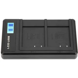 Kamera-Akku-Ladegerät, KIMISS Tragbares Akku-Ladegerät, Schwarz, Schnellladegerät, Dual-Ladegerät mit LCD-Display für NP-BN1 USB-Kamera-Akku