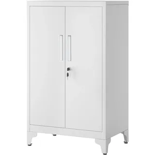 Songmics Aktenschrank, Mehrzweckschrank, Büroschrank mit 2 Türen, Schrank abschließbar, Aufbewahrungsschrank aus Stahl, für Arbeitszimmer, Wohnzimmer, mattgrau OMC012G01