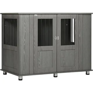 PawHut Hundekäfig 116 x 60 x 87 cm Spanplatte Grau