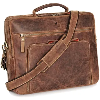 DONBOLSO Laptoptasche San Francisco - Umhängetasche Leder Braun für Laptop und Tablet - Hochwertige Aktentasche für Notebook bis 17 Zoll - Stilvolle Tasche für Damen und Herren