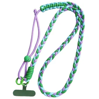 Wambere Universal Handyband Handy Umhängeband Buntes Dreisträngiges Geflochtenes Seil Handygurt Handy Lanyard Schlüsselanhänger Seil Handyanhänger Umhängegurt Handykette Handy Schmuck,Grün Lila