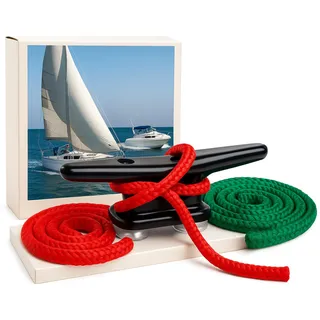 Preiswert&Gut Knotenbrett Übungsset – Seil & Klampe Knotenbox inkl. Anleitung – 9 Knoten Lernen (Palstek, Achter, Kreuzknoten etc.) – Knoten Übungsset für Glatte Oberfläche & SBF-Vorbereitung