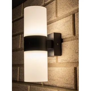 ChiliTec LED Außenlampe mit Bewegungsmelder Reichweite 20W 1900Lumen - Sensor Reichweite 9m 180° - IP65 Wandlampe für Haus Garten - Rund 250x78mm - Licht 3000k / Warmweiß