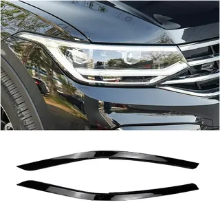 Auto Front Spoiler Lippe Für VW Für Tiguan MK2 R Für Line T TDI 2017-2023 Frontscheinwerfer Augenlid Augenbrauen Abdeckstreifen Aufkleber Spoiler Body Kit Frontlippe(A Gloss Black)