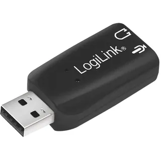 LogiLink USB Soundkarte mit Virtual 3D Soundeffekt, Simuliert 5.1 Surround Sound Effekte schwarz