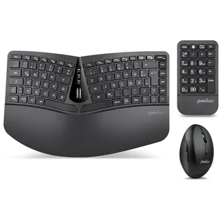 Perixx PERIDUO-606A 3-in-1 Tastatur, Maus-Set kabellos, ergonomisch Funk Ergonomisch Deutsch, QWERTZ