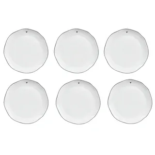 Bastion Collections Frühstücksteller Schwarzes Herz, Spülmaschinengeeignet, Weiß, Motiv: Herz, Höhe: cm weiß