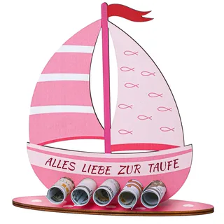 Taufgeschenke Jungen ,geschenke zur taufe,Taufgeschenke Jungen Blau Holz,Geburt Taufe Geldgeschenk,Taufe Geschenk für Mädchen und Jungen-19x16cm. (pink)
