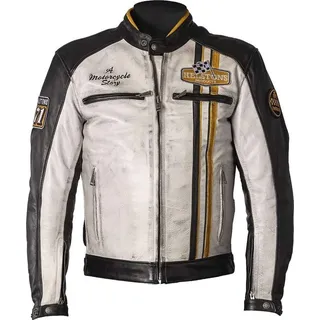 Helstons Indy Motorrad Lederjacke, schwarz-weiss-gelb, Größe L