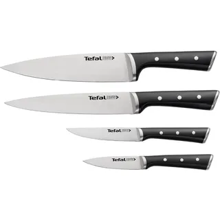 Tefal Ice Force Set 4-tlg. Tranchiermesser 9 cm, Kochmesser 20 cm, Officemesser 11 cm, Schälmesser 20 cm Schwarz