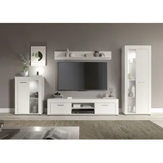 INOSIGN Wohnwand »Aosta, 4-tlg., best. aus: Vitrine, Lowboard, Wandboard & Vitrine hoch« 4 Stk. tlg., weiß