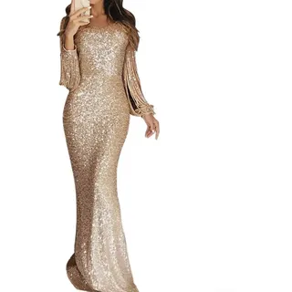 Damen Bodycon Abendkleid mit langen Ärmeln und elegantem Wickelstil für Partys (S)