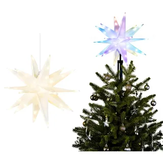 Cyraft Intelligent und Vielseitig Aufhängbarer Herrnhuter Stern, Christbaumspitze Stern Beleuchtet, 40cm Weihnachtsbaum Decoration mit Fernbedienung, LED Christmas Star Tree Topper
