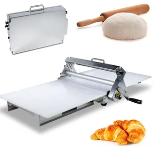 Faltbare Teigrollmaschine, manuelle Teigausrollmaschine aus Edelstahl, manuelle Teigrollmaschine mit einstellbarer Dicke zur Herstellung von Pizza, Croissants und Blätterteig,RS201
