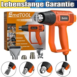Dayplus - 60-600°C Professionelle Heißluftpistole Heißluftfön Heißluftgebläse 4 Düsen 2000W