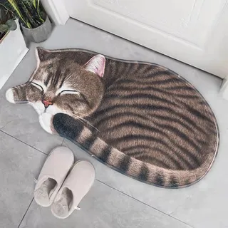 Angaekkot 3D Pussy Theme Serie Teppich,Schmutzfangmatte Innen,Teppich Wohnzimmer,Fußmatte Waschbar,Fußmatte Katze,Lustige Neuheit Türmatten,Teppiche, Dämm- & Schutzmatten für Innen & Außen (C)