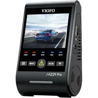 Viofo A229 Pro 2CH - 4K dual dashcam - Inclusief gratis cpl Filter - 2023 model (GPS-Empfänger, Eingebautes Mikrofon, Nachtsicht, Beschleunigungssensor, Eingebautes Display, WLAN, 4K), Dashcam, Schwarz