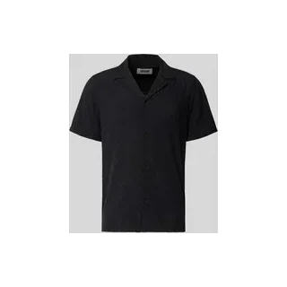 Regular Fit Freizeithemd aus Viskose-Baumwoll-Mix Modell 'Bijan', Black, M