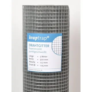 Kraptrap® Voliere Volierendraht Drahtgitter I Käfigdraht Schweißgitter I 12x12mm I 1,05mm stark Drahtzaun Maschendraht 500 cm x 50 cm