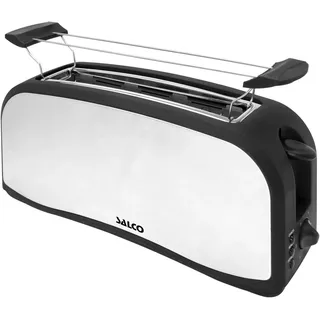 Salco Langschlitz-Toaster MT-1000, automatische Endabschaltung, Stopptaste, Aufwärmtaste, Krümelschublade, Auftaufunktion, elektronisch regulierbarer Bräunungsrad, Brötchenaufsatz
