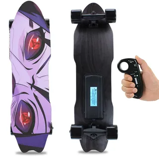 Oiyekntd Elektrisches Skateboard mit Fernbedienung, verschleißfesten PU-Rollen, 7-lagigem Ahornholz, 25 km/h Höchstgeschwindigkeit, Outdoor-Sport-Skateboard für Erwachsene aus Ahornholz für Fahrten B