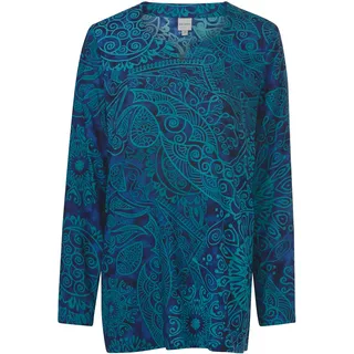 Viskose-Bluse, Druck blau, 52