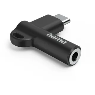 Hama USB-C auf 3,5 mm Klinke 90° Winkelstecker Schwarz