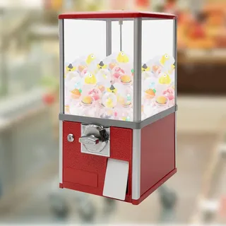 FANYING Verkaufsautomat Kleiner Verkaufsautomat Münzbetriebener Bonbonspender Preisautomat Kaugummiautomat mit Schlüsseln für die Weihnachtsfeier,Red