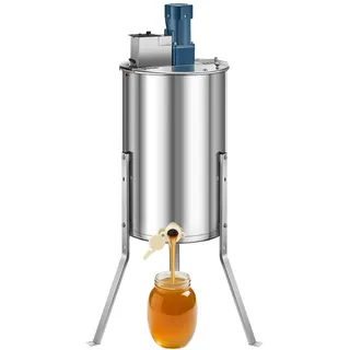Vevor Elektrische Honigschleuder, 3-Rahmen-Tangentialschleuder mit transparentem Deckel, 140 W Honigextractor aus Edelstahl, höhenverstellbar, Wabenextraktionsgerät für die Bienenzucht