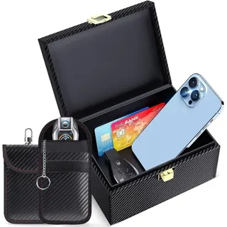 Anti-rfid-autoschlüsselkasten-set Mit Rfid-hülle, Rfid-signalblockierbox, Sicherheitsschutz, Auto-fernschlüssel, Schlüssellos, Gegen Remote-hacking, Schwarz (schwarz)