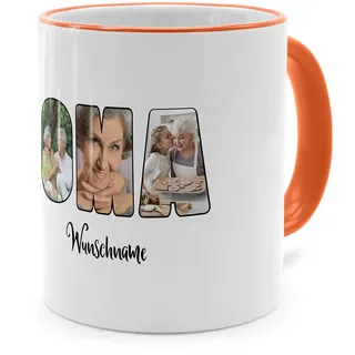 PhotoFancy® - Fototasse 'OMA' - Personalisierte Tasse mit eigenem Foto und Text selbst gestalten - Orange