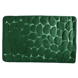 MSV – Schaumstoff-Badematte mit Steinen – Saugfähig und rutschfest – 50 x 80 cm – Dunkelgrün – Weich und schnelltrocknend – Ideal für Bad und Dusche
