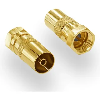 HB-DIGITAL SAT-Antennen-Adapter: F-Stecker (Satelliten DVB-S/S2 Anschluß männlich) zu IEC-Buchse (Kabelfernsehen DVB-C, Terrestrischer DVB-T2 Anschluß weiblich) Koaxial TV Steckverbinder vergoldet