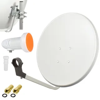 HD Sat Anlage 80cm Spiegel Schüssel + TechniSat Single LNB h 4K 1 Teilnehmer Set