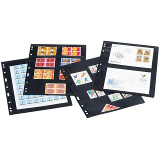 Leuchtturm Optima Kunststoffhüllen, 2er Einteilung, schwarz, 10er Pack,