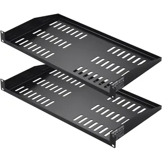 Vevor 2er-Set 1U Fachboden für Netzwerkschrank, 254 mm Tiefe, 22,68 kg Tragfähigkeit, Server-Rack Ablage, gute Luftzirkulation für 482,6 mm Netzwerkschrank oder Geräte-Rack