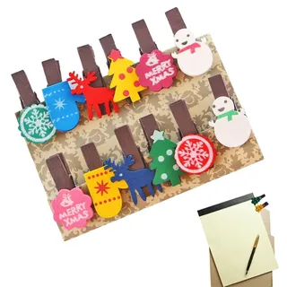 Eastuy Weihnachtsbaumklammern | 12 Stück -Wäscheklammern für Bilder | Wäscheklammern aus, kleine Wäscheklammern, weihnachtliche -Wäscheklammern, Holzklammern für Fotografie-Aktivitäten