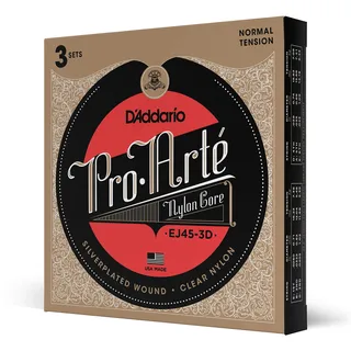 D'Addario EJ45-3D Pro-Arte Nylon-Saiten für Konzertgitarre normale Spannung, 3 Sätze