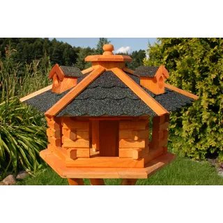 Vogelhaus Futterhaus Vogelvilla mit Solarbeleuchtung und Silo klein und Groß V16 (Schwarz, klein), Vogelfutterhaus